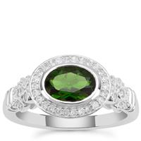 Chrome Diopside Ring with White Zircon in Sterling Silver 1.75cts