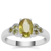 Ambilobe Sphene Ring with Red Dragon Peridot in Sterling Silver 1.47cts 