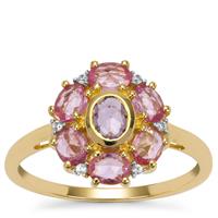 Rose Cut Purple Sapphire, Pink Sapphire Ring with White Zircon in 9K Gold 1.35cts