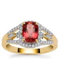 Congo Pink Tourmaline Ring with Diamond in 18K Gold 1.55cts