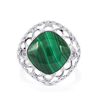 Malachite Ring in Sterling Silver 10.07cts