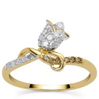 Cape Champagne Diamonds Ring with White Diamonds in 9K Gold 0.25ct