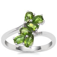 Chrome Diopside Ring with White Topaz in Sterling Silver 1.26cts
