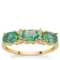 Colombian Emerald Ring with White Zircon in 9K Gold 1.40cts