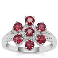 Tocantin Garnet Ring with White Zircon in Sterling Silver 1.76cts