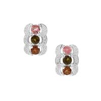 Pederneira Multi-Colour Tourmaline Earrings with White Zircon in Sterling Silver 1.76cts