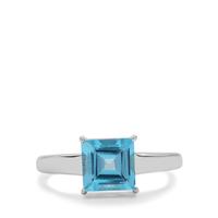 Swiss Blue Topaz Ring in Sterling Silver 2cts
