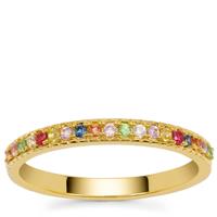 Multi Colour Gemstone Ring in Gold Plated Sterling Silver 0.30ct