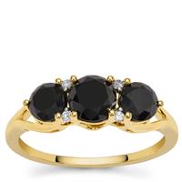 Black Diamonds Ring with White Diamonds in 9K Gold 2.25cts