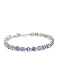 Tanzanite Bracelet with White Zircon in Sterling Silver 9.61cts