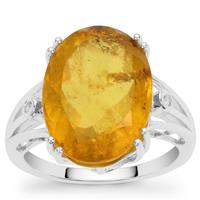 Caribbean Amber Ring with White Zircon in Sterling Silver 3.95cts