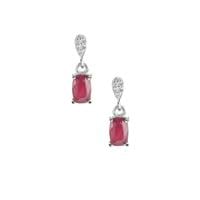 Luc Yen Ruby Earrings with White Zircon in Sterling Silver 1.65cts