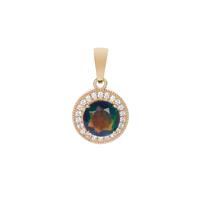 Ethiopian Midnight Opal Pendant with White Zircon in 9K Gold 1.57cts