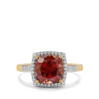Umba Valley Red Zircon Ring with Diamond in 18K Gold 5.50cts