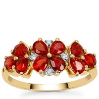 Tanzanian Ruby Ring with White Zircon in 9K Gold 2.05cts