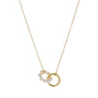 Kaori Cultured Pearl Necklace in Gold Tone Sterling Silver (4mm)