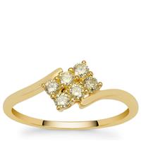 Natural Yellow Diamonds Ring in 9K Gold 0.33ct