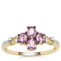 Sakaraha Pink Sapphire Ring with White Zircon in 9K Gold 0.88ct