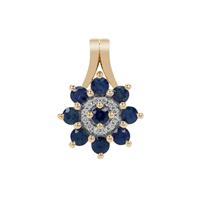 Australian Blue Sapphire Pendant with White Zircon in 9K Gold 1.20cts