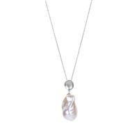 Baroque Cultured Pearl Necklace in Sterling Silver (25mm x 16mm)