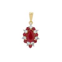 Burmese Ruby Pendant with White Zircon in 9K Gold 2.75cts
