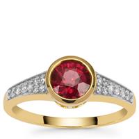 Salima Garnet Ring with White Zircon in 9K Gold 1.55cts