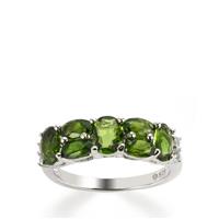Chrome Diopside Ring with White Topaz in Sterling Silver 2.77cts