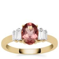 Rosé Apatite Ring with White Zircon in 9K Gold 1.70cts