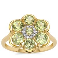 Mansanite™ Ring with Diamond in 9K Gold 2.35cts