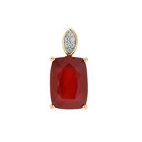 Malagasy Ruby Pendant with White Zircon in 9K Gold 11.20cts (F)