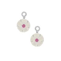Optic Quartz, Ilakaka Hot Pink Sapphire Earrings with White Zircon in Sterling Silver 18.65cts