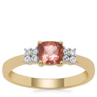 Rosé Apatite Ring with White Zircon in 9K Gold 0.95ct