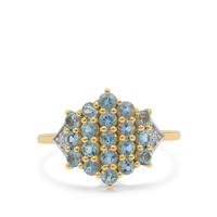 Santa Maria Aquamarine Ring with Diamond in 9K Gold 1.15cts