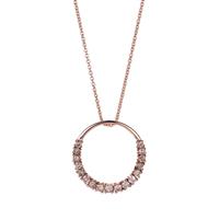 Champagne Diamond Necklace in Rose Tone Sterling Silver 0.75ct