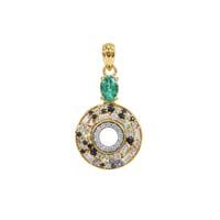 Multi Colour Gemstone Gold Plated Sterling Silver Pendant 2.45cts