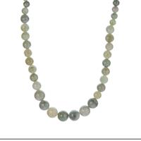 Moss-in-Snow Burmese Jadeite Graduated Necklace in Sterling Silver 195.45cts