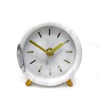 Marble Desk Clock - Gold and White