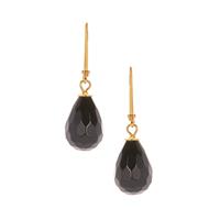 Black Onyx Earrings in Gold Tone Sterling Silver 18.50cts