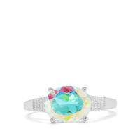 Mercury Mystic Topaz Ring with White Zircon in Sterling Silver 3.20cts