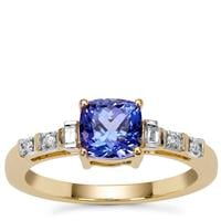 AAA Tanzanite Ring with Diamond in 18K Gold 1.20cts