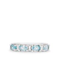 Ratanakiri Blue Zircon Ring with White Zircon in Sterling Silver 1.83cts