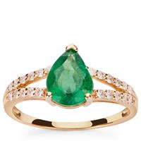 Emerald & White Diamond Ring in 18K Gold ATGW 1.65cts