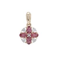 Mahenge Pink Spinel Pendant with White Zircon in 9K Gold 1.40cts
