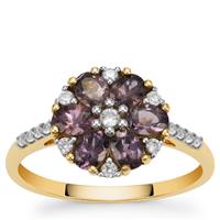Mahenge Purple Spinel Ring with White Zircon in 9K Gold 1.35cts