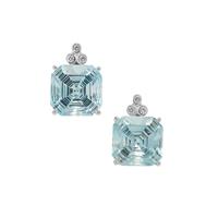 Sky Blue Topaz Earrings with White Zircon in Sterling Silver 11.75cts