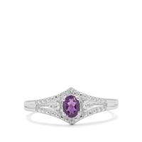 Zambian Amethyst Ring with White Zircon in Sterling Silver 0.45ct