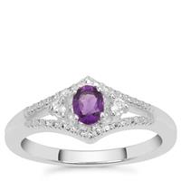 Zambian Amethyst Ring with White Zircon in Sterling Silver 0.45ct