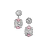 Ratanakiri Zircon Earrings with Pink Sapphire in Sterling Silver 5.50cts