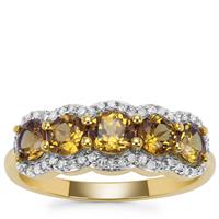 Mansanite™ Ring with Diamond in 9K Gold 1.85cts
