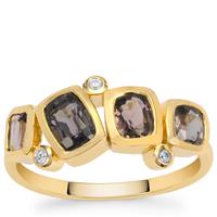 Burmese Purple Spinel Ring with White Zircon in 9K Gold 2cts